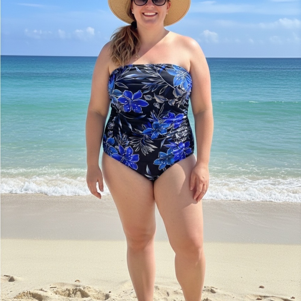 🎁 FREE W/ BUNDLE* NWOT Floral Strapless Swimsuit size 24